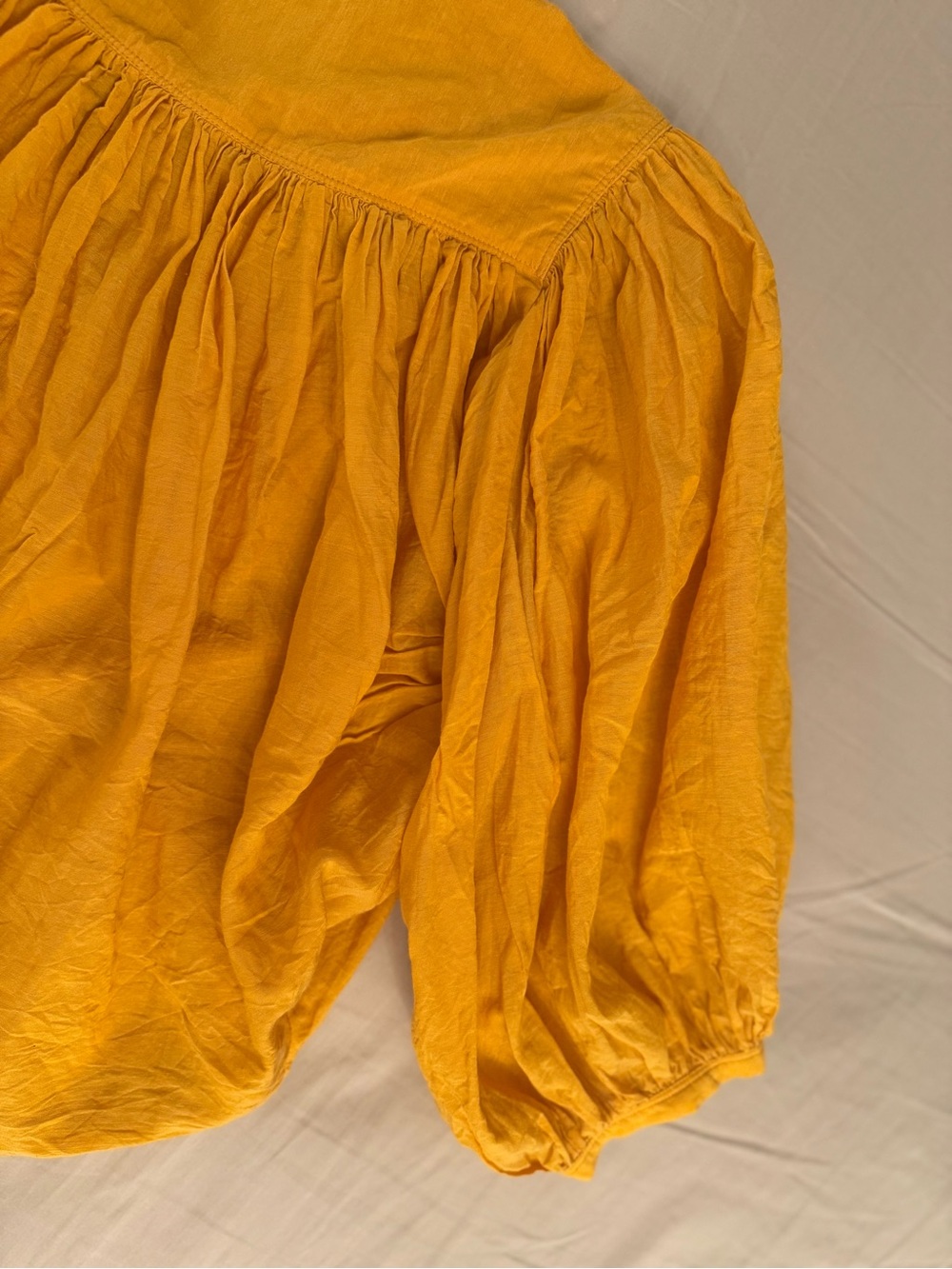 Madewell Pollen Yellow Balloon Puff Sleeve Voile Peasant Top Medium - Picture 15 of 17